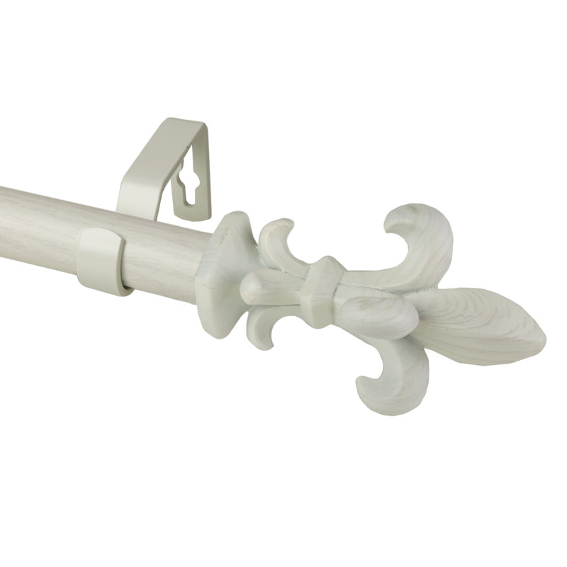 Tringle à rideaux simple Lemoine, 66" - 120", Blanc perle