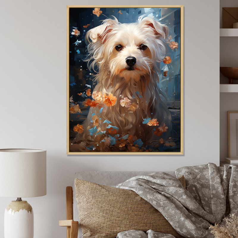«Dog Maltese Magic» sur impression sur toile, H 20 po x l 12 po x P 1 po, Cadre naturel flottant