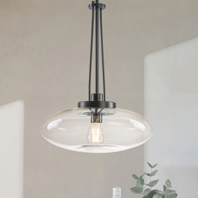 Levona 1-Light Dimmable Clear Glass Pendant Light for Dining Room