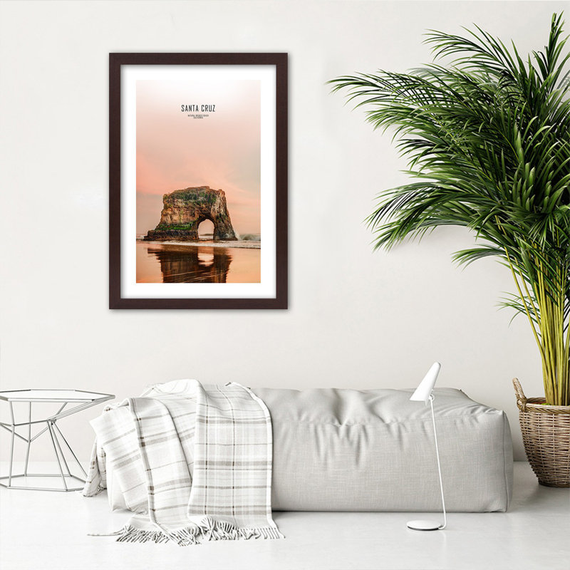 Santa Cruz Mountain Lake - Single Picture Frame Print, 90cm H x 60cm W, Brown