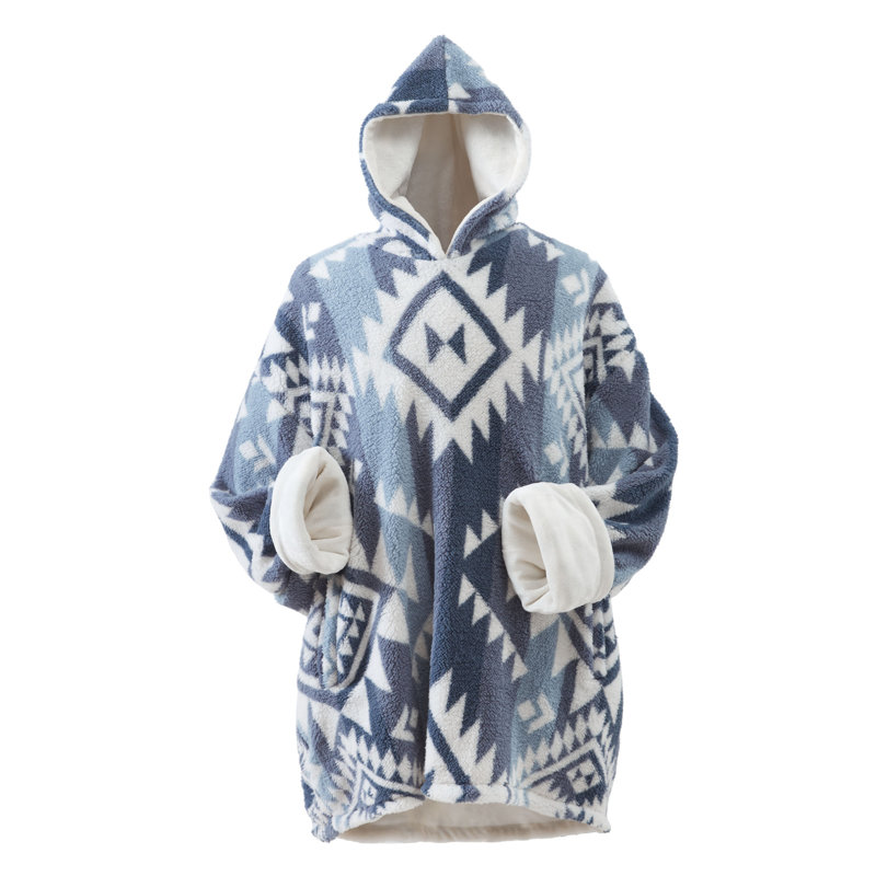 Coleman Wearable Hooded Throw Blanket - Sherpa and Plush - Oversized, Deep Side Pockets, and Extra-Warm, Navy Blue