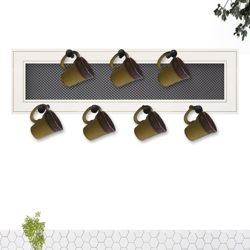 Rangement mural pour tasses, Cadre blanc