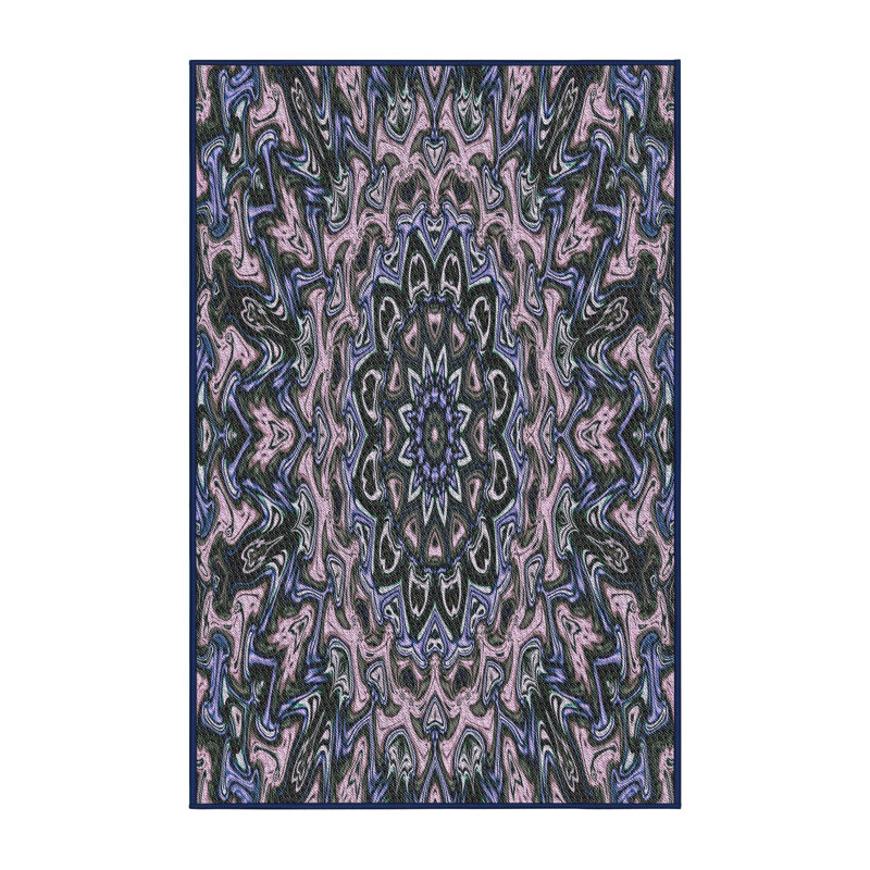 Tapis rose à motifs/mauves de zone, Rectangle 5 pi x 7 pi