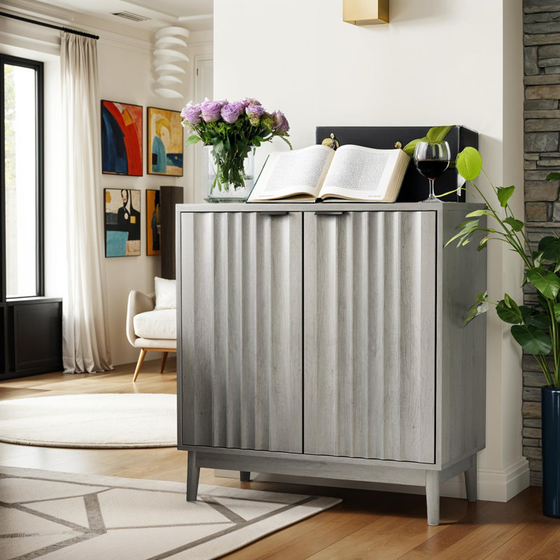 Wave Pattern Buffet Sideboard with Adjustable Shelves