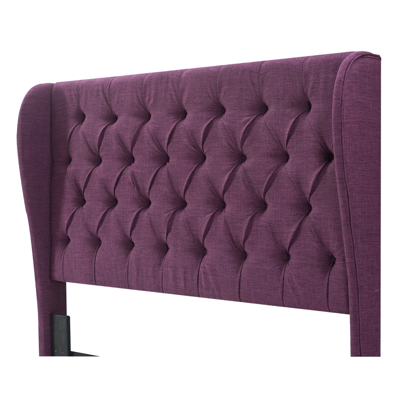 Upholstered Wingback Headboard, Queen, Dusty Mauve