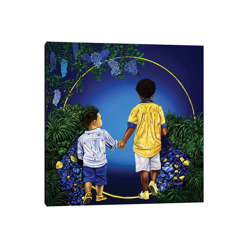 Voyage avec mon frère-reproduction d’art, Toile tendue, Pas de tapis, H 26 po x l 26 po x P 1,5 po