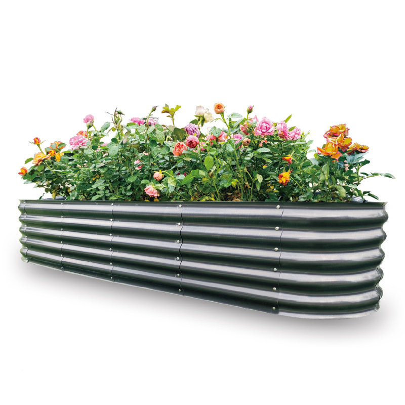 Lit de jardin surélevé galvanisé Gardmax, jardinières légères avec assemblage facile, grand lit de jardin pour légumes, fruits, fleur gris foncé 8 pi