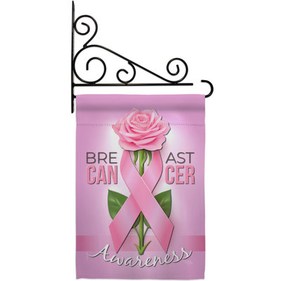 Cancer du sein 2 faces : polyester 19 x 13 po Ensemble de drapeaux