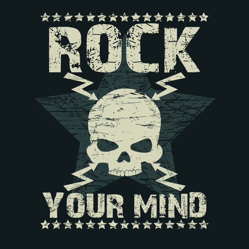 Rock T-Shirt Typography - Wrapped Canvas Print, 30cm H x 30cm W x 3.8cm D