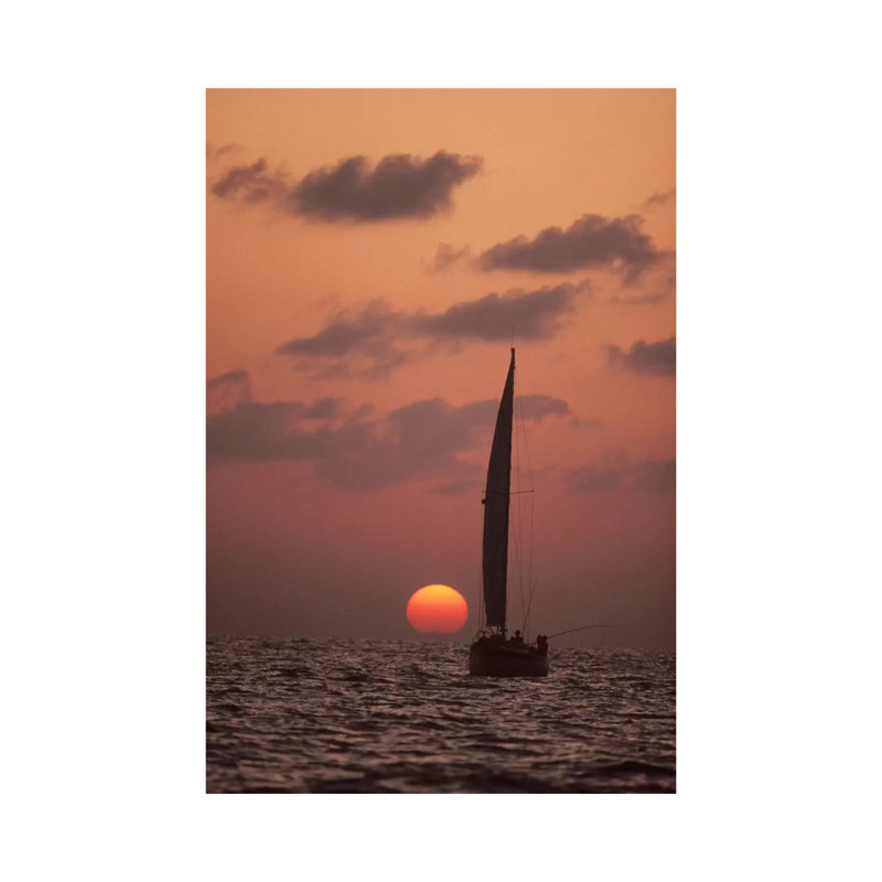 Sailboat Adrift at Sunset, Sri Lanka 1 Piece Wrapped Canvas Wall Art, 20.32 cm H x 30.48 cm W