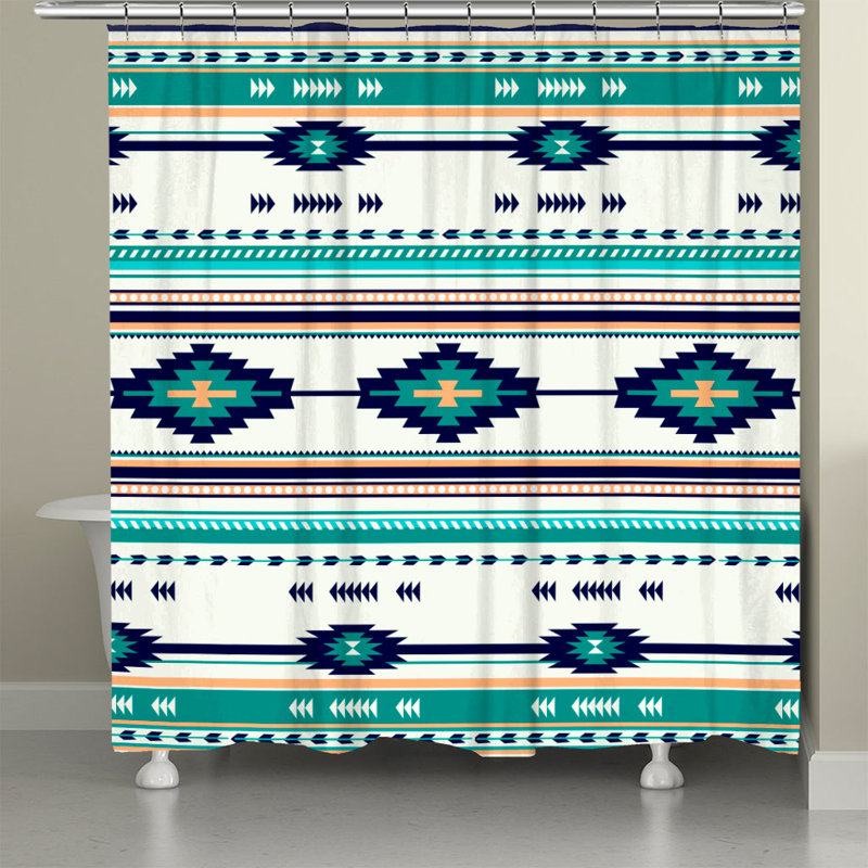 Rideau de douche Southwest Craze, Bleu / blanc / beige