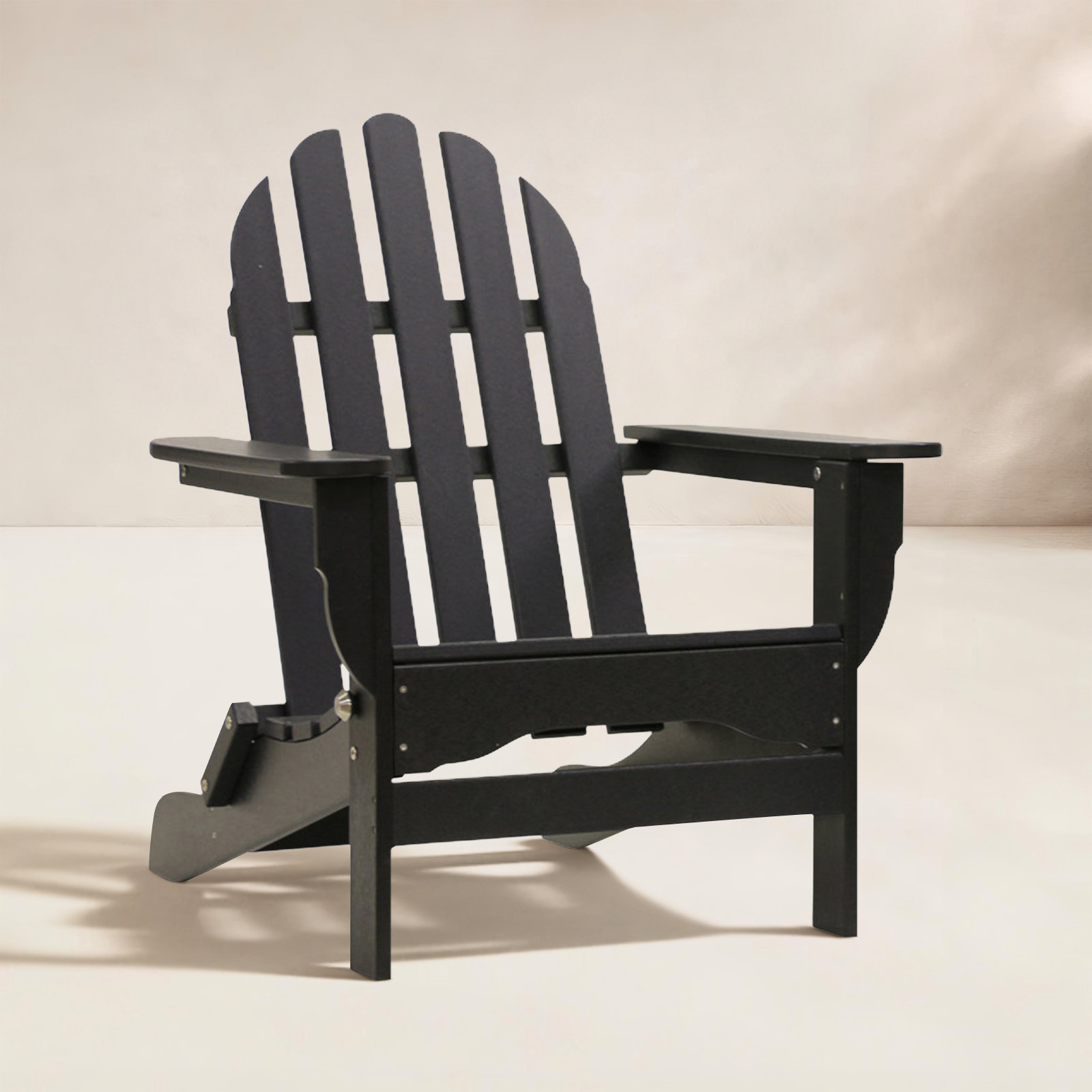 Leighton Foldable Outdoor Adirondack Set, Black