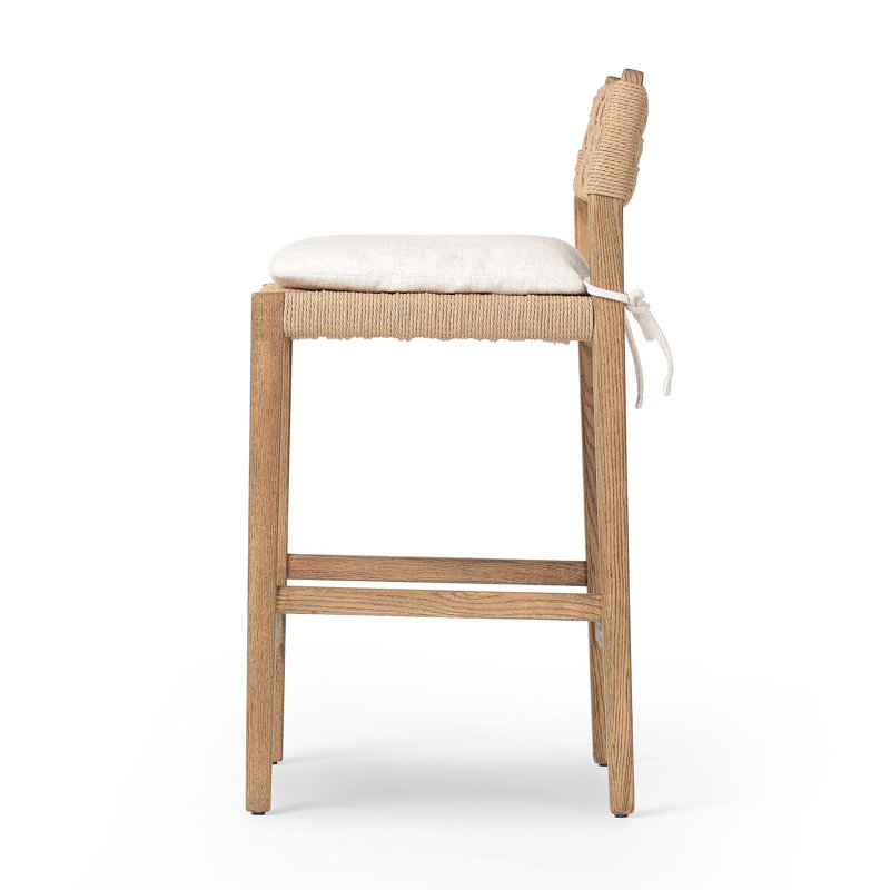 Mallory Counter Stool - Modern Oak & Woven Design