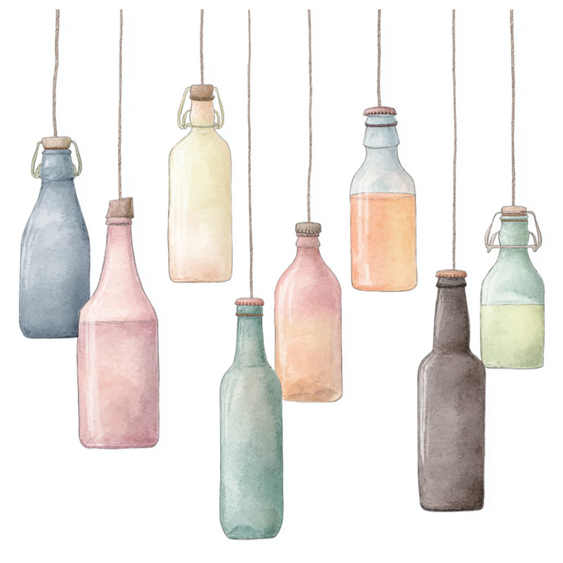 Housses de couette suspendues de bouteilles rétro, Lit simple