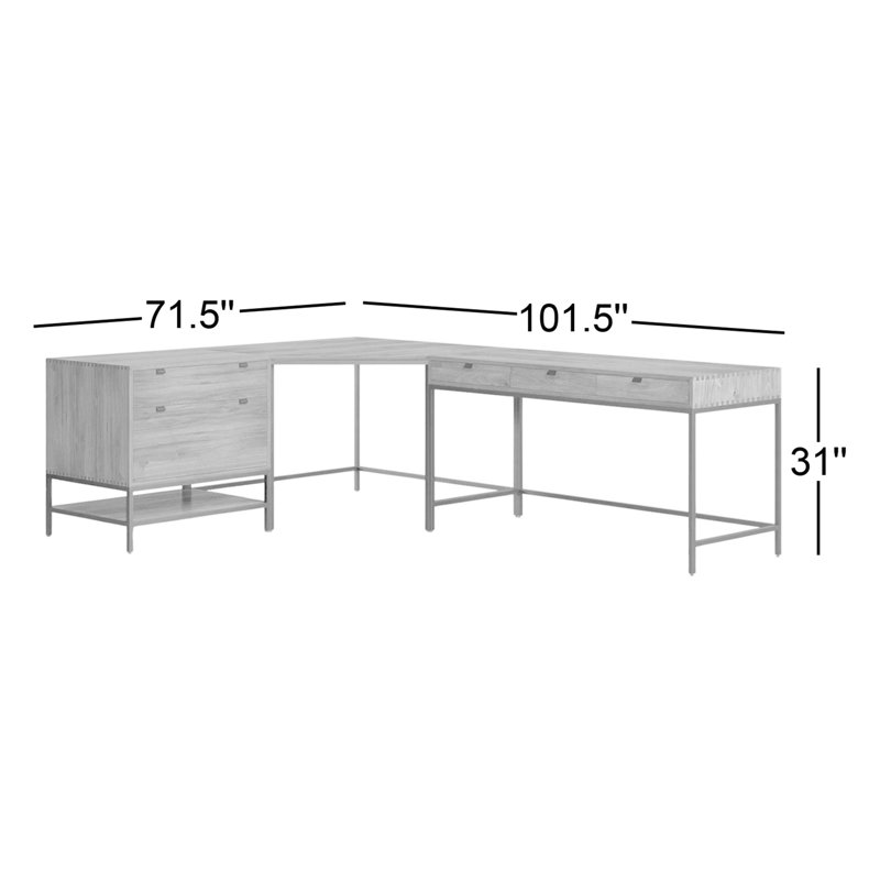Trey Solid Wood Executive Desk, Black Wash Poplar