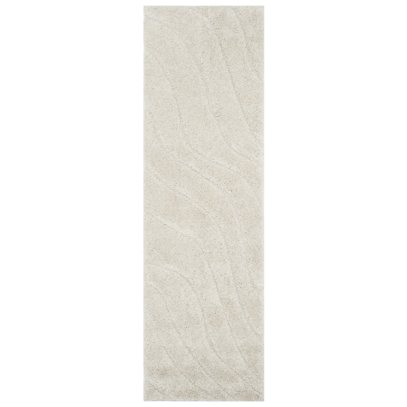 Tapis crème à motif abstrait Ashal, Tapis de couloir 2 pi 3 po x 9 pi, Cream
