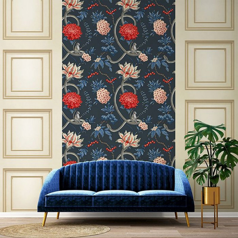 Acim 10m x 53cm Matte Wallpaper Roll, Blue/Red/Grey