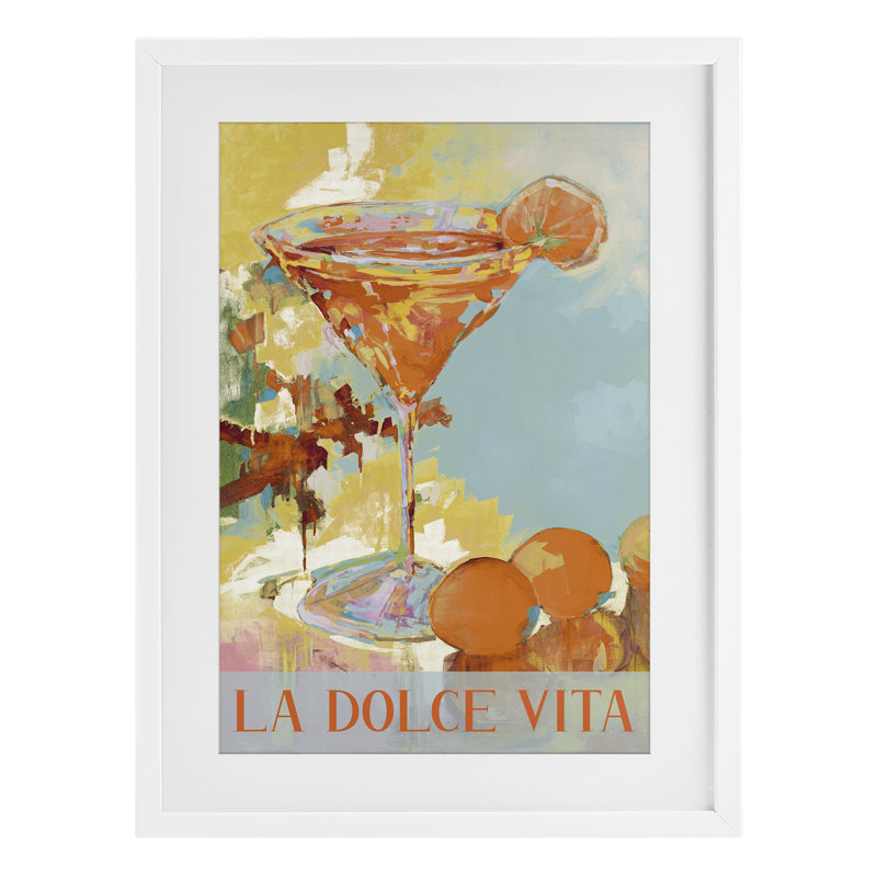 Reproduction sous verre Dolce Vita, H 20 po x l 14 po, Cadre blanc côtier