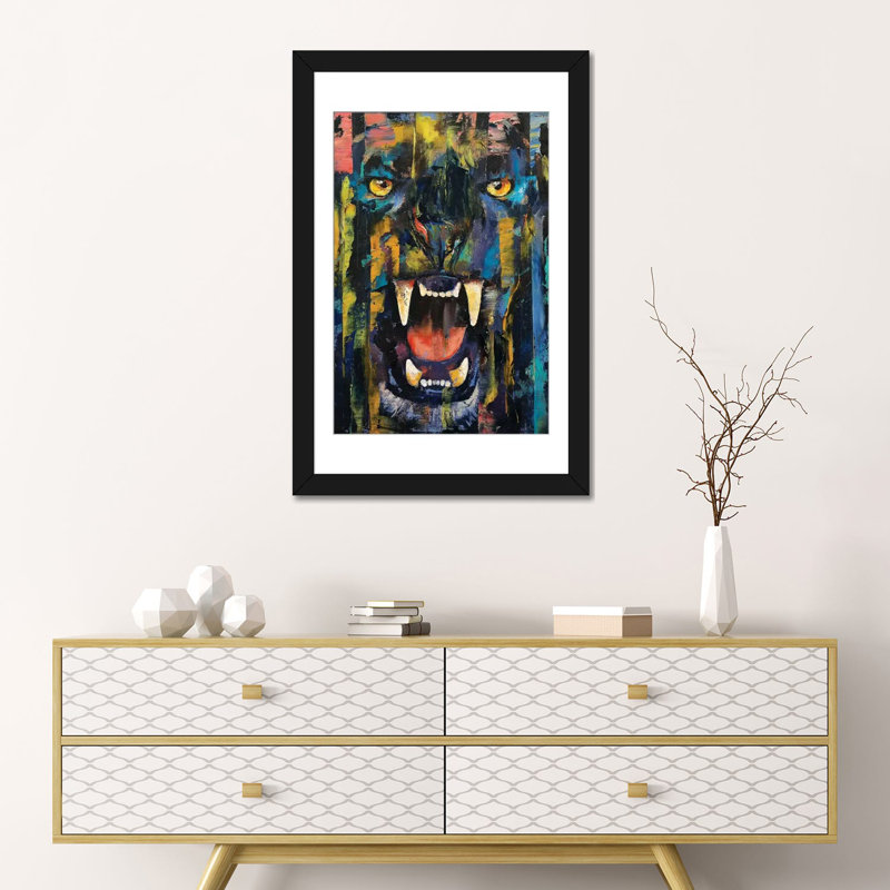 «Black Panther», reproduction sur toile, Papier d'art encadré noir, H 32 po x l 24 po x P 1 po, Blanc