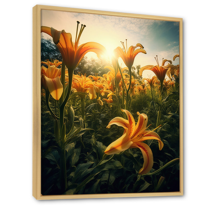 «Lilies Field Of Beauty Dreamscape III», reproduction sur toile, Cadre naturel flottant, H 32 po x l 24 po x P 1 po