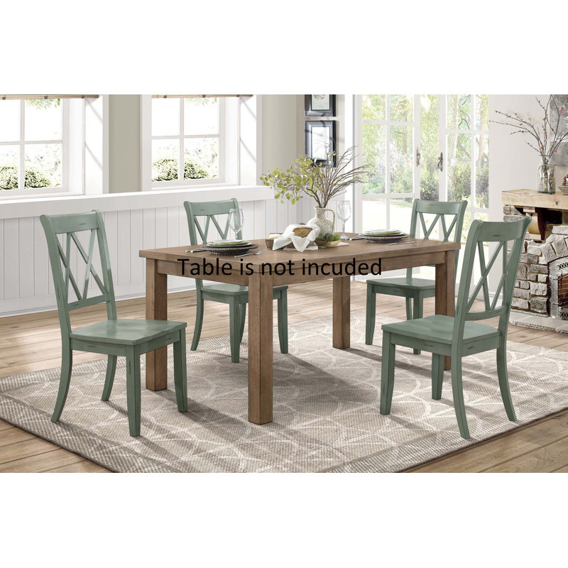 Ensemble de 2 chaises d'appoint de style décontracté sarcelle au fini transitionnel double X
