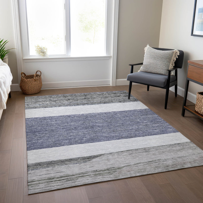 Machine Washable Indoor/Outdoor Claudian ACN1624 Denim Rug, Rectangle 5' x 7'6"