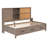 Twin Size Daybed with 3 Drawers, Storage Shelves, Cork Board & Built-In USB Ports – Wood Frame, Antique Wood Color-1383335547