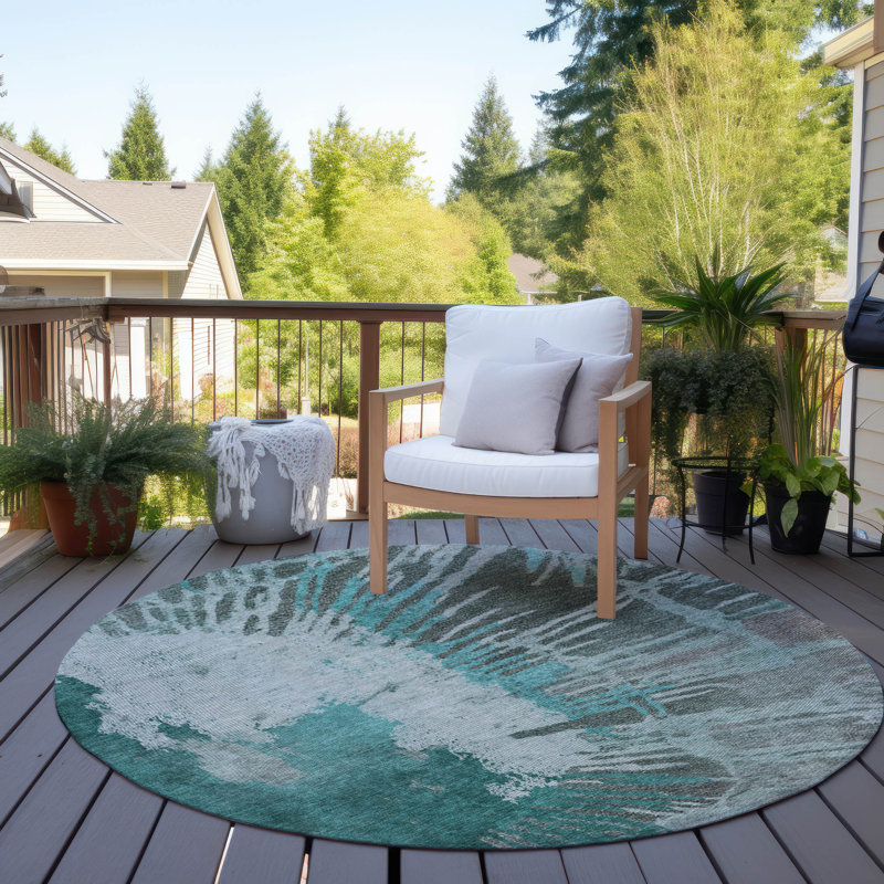 Michaella Washable Abstract Indoor / Outdoor Rug, Round 8'