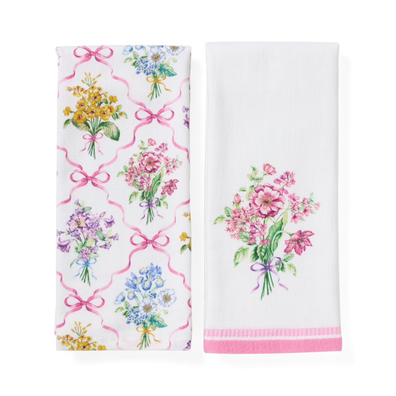  Serviettes de cuisine Bouquet Ribbon