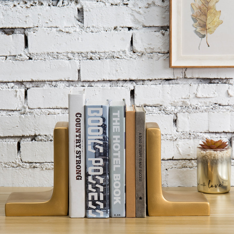 Gold Decorative Modern Concrete Bookends