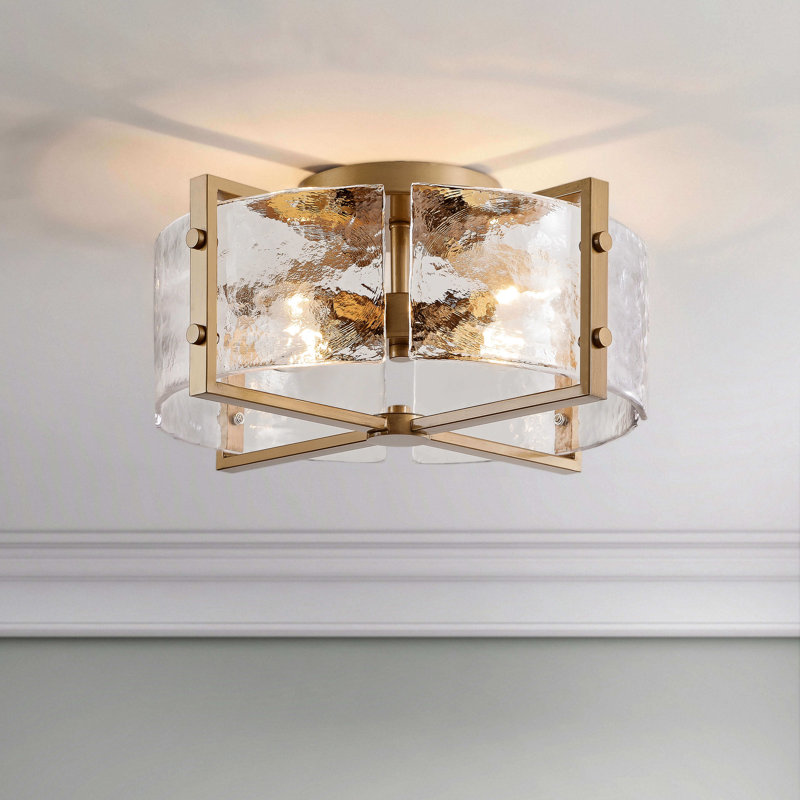 Plafonnier encastré 4 lumières Brinkmann, Laiton brossé
