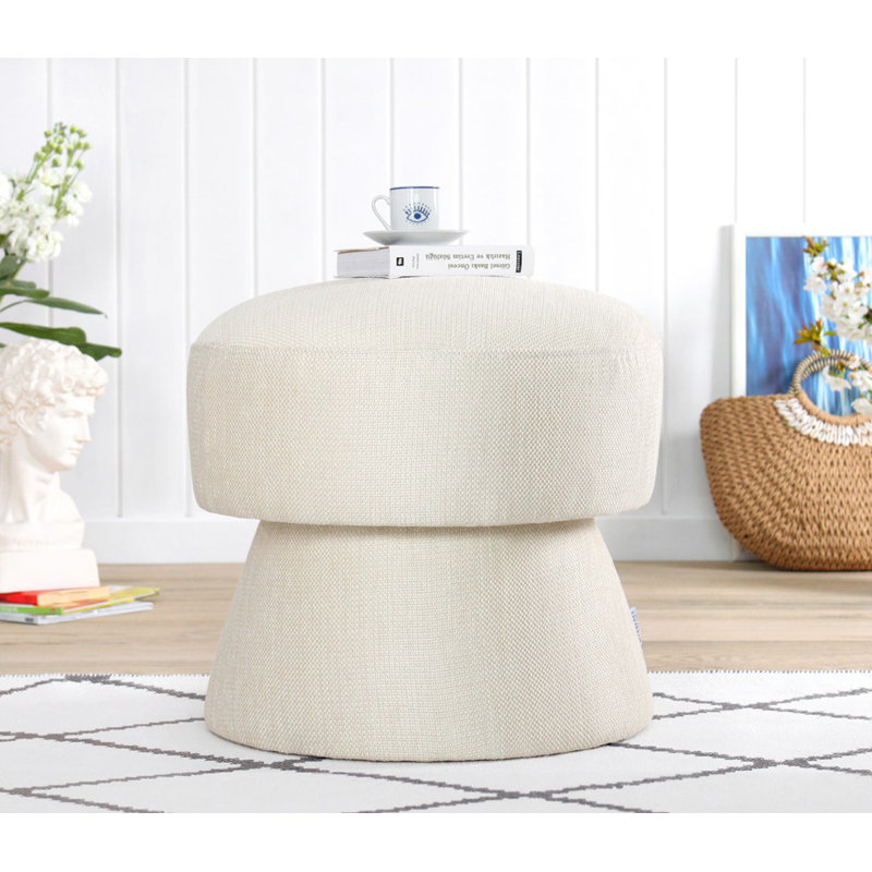 Repose-pieds élégant de couleur crème, 17,7 po x 18,9 po | 50% coton / 50% lin, 35 éponges orthopédiques, 2,4 po d'épaisseur | Parfait pour le salon, la chambre à coucher et la détente, design durable et confortable