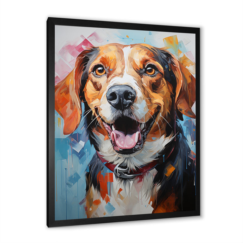 Beagle Bliss V sur toile, H 32 po x l 16 po x P 1 po, Cadre simple noir
