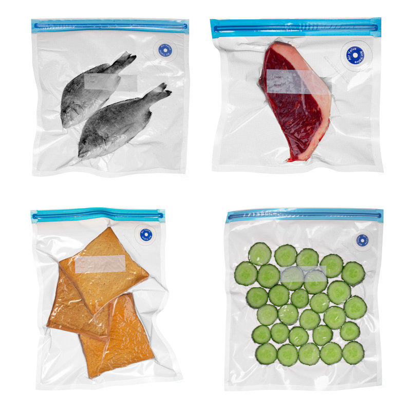 Basicwise 10" X 13" Set Of 12 Reusable Airtight And Resealable Food Storage Bags Durable & Convenient Solution For Sliced Fruits Fresh Vegetables Cooked Meals & Leftovers Compatible With Most Vacuum Sealers