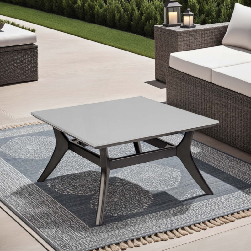 Table basse d'extérieur en bois d'eucalyptus et super pierre