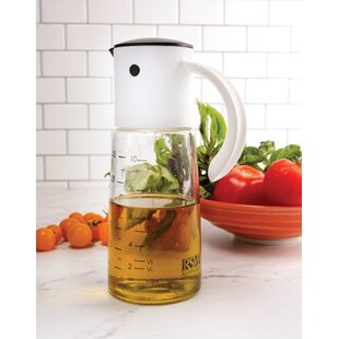 Tablecraft Salad Dressing Shaker - Glass with Plastic & Metal Pour Spout Top - Clear