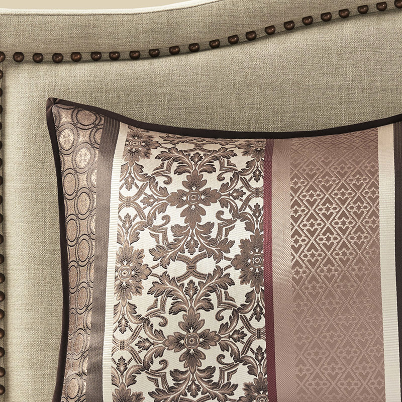 Édredon 7 pièces pour grand lit rouge - Magnifique motif géométrique avec coussins décoratifs, rembourrage de style traditionnel, coussins inclus