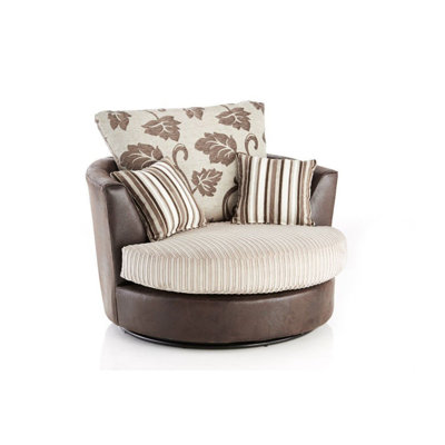Buker Faux Leather Swivel Barrel Chair