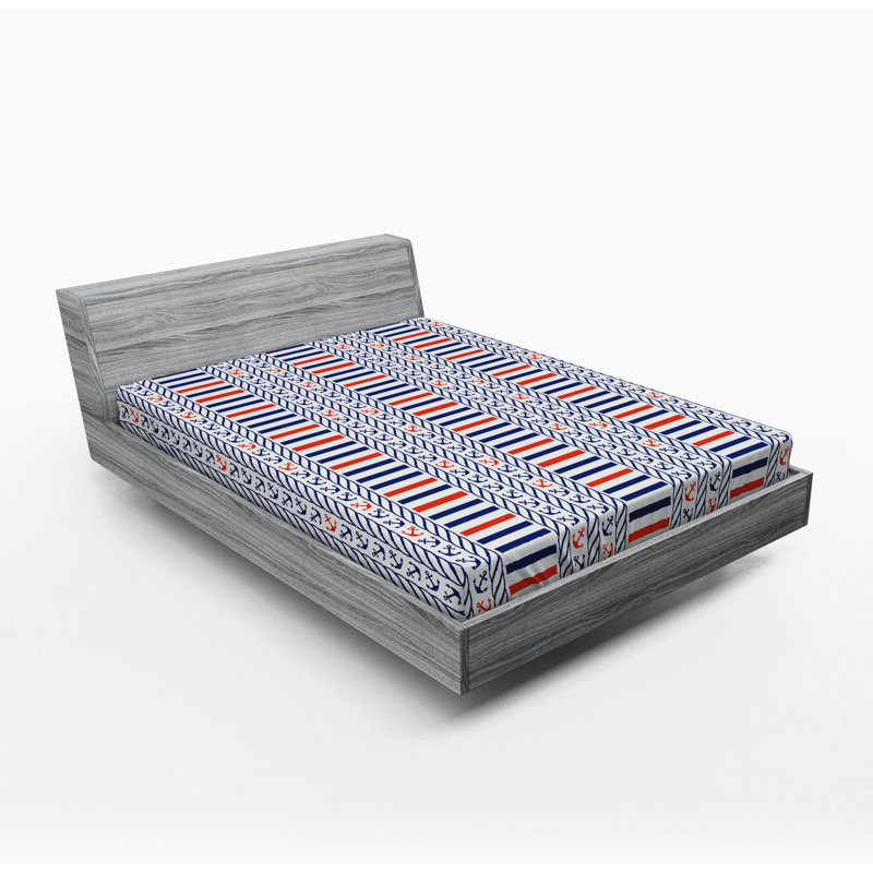 Microfiber Fitted Sheet, Blue Striped, Full Fitted Sheet