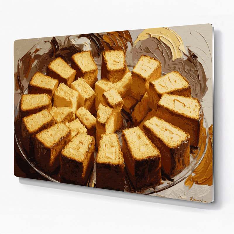 Art mural en métal brun, Desserts Pound Cake, H 11 po x l 14 po