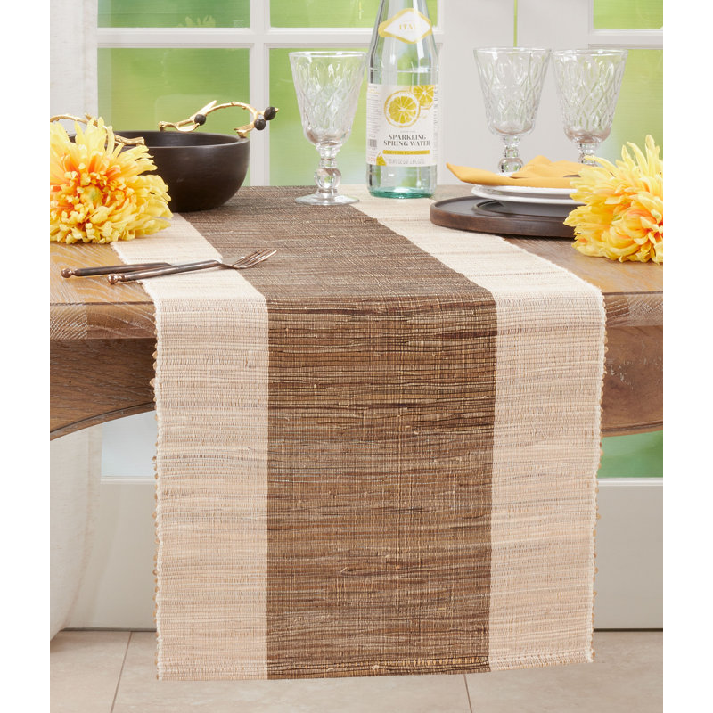Natural Water Hyacinth and Polyester Shimmering Table Runner