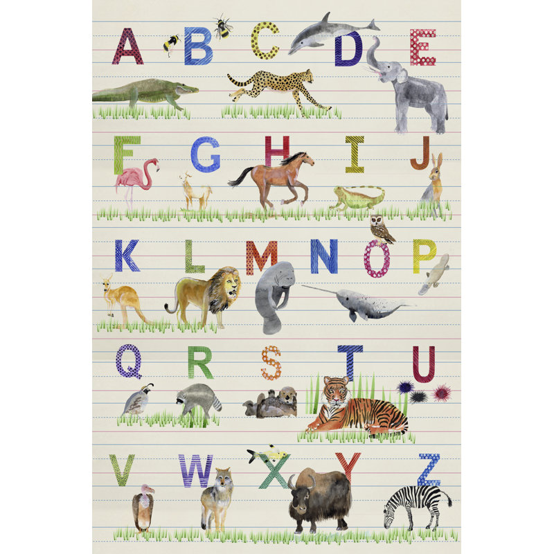 Alphabet Animals by Alicia Ludwig - Graphic Art, 122 cm H x 81 cm W, Black Floater Framed