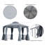 Hexagonal Patio Gazebo with Two-Tier Vented Roof, Privacy Curtains, and Mesh Netting, Grey, 3 x 3 m, for Outdoor Parties, Gardens, and Backyard Events