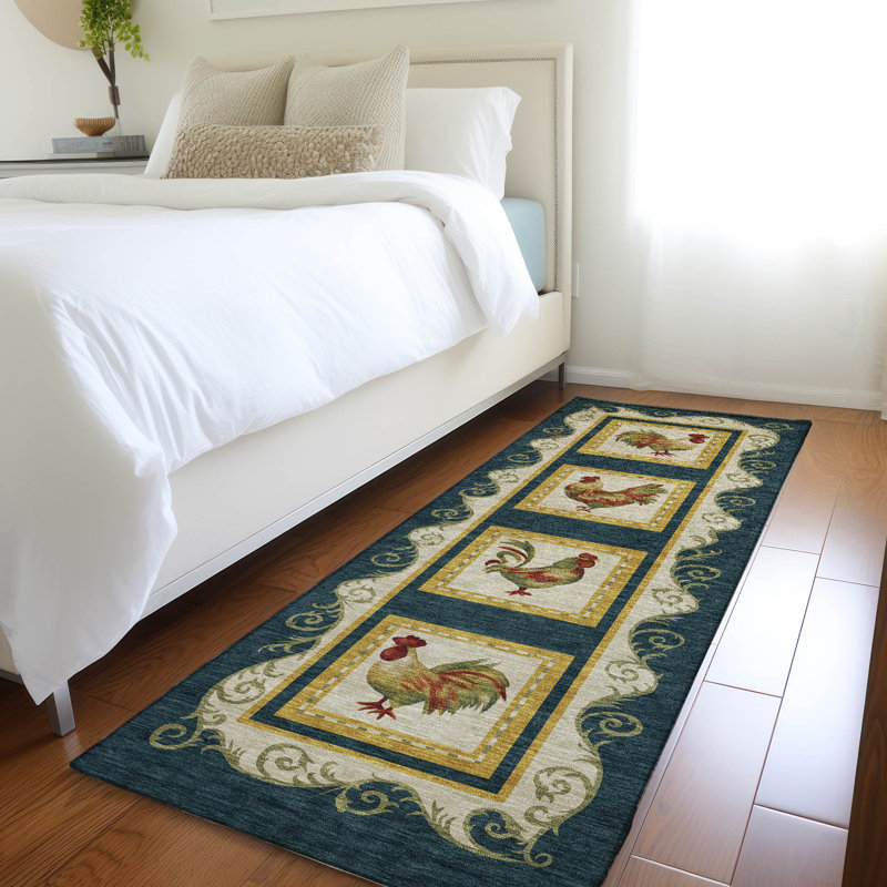Premium Machine Washable Chiekezi AMF159 Midnight Rug, Runner 2'3" x 7'6"