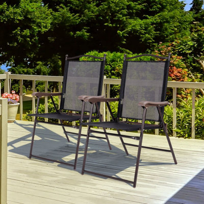 Set Of 2 Patio Folding Sling Back Camping Deck Chairs by Arlmont & Co.