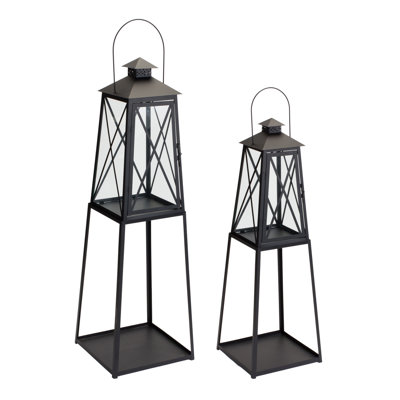 Lanterne (ensemble de 2) L 10,75 po x H 33 po, L 12,25 po x H 41 po, fer / verre