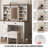 Makeup Vanity Desk Set With Sliding Mirror, Adjustable LED Light, Charging Socket, Multi Storage