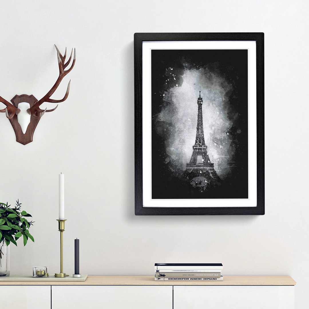 A Moody Eiffel Tower in Paris France - Framed Print