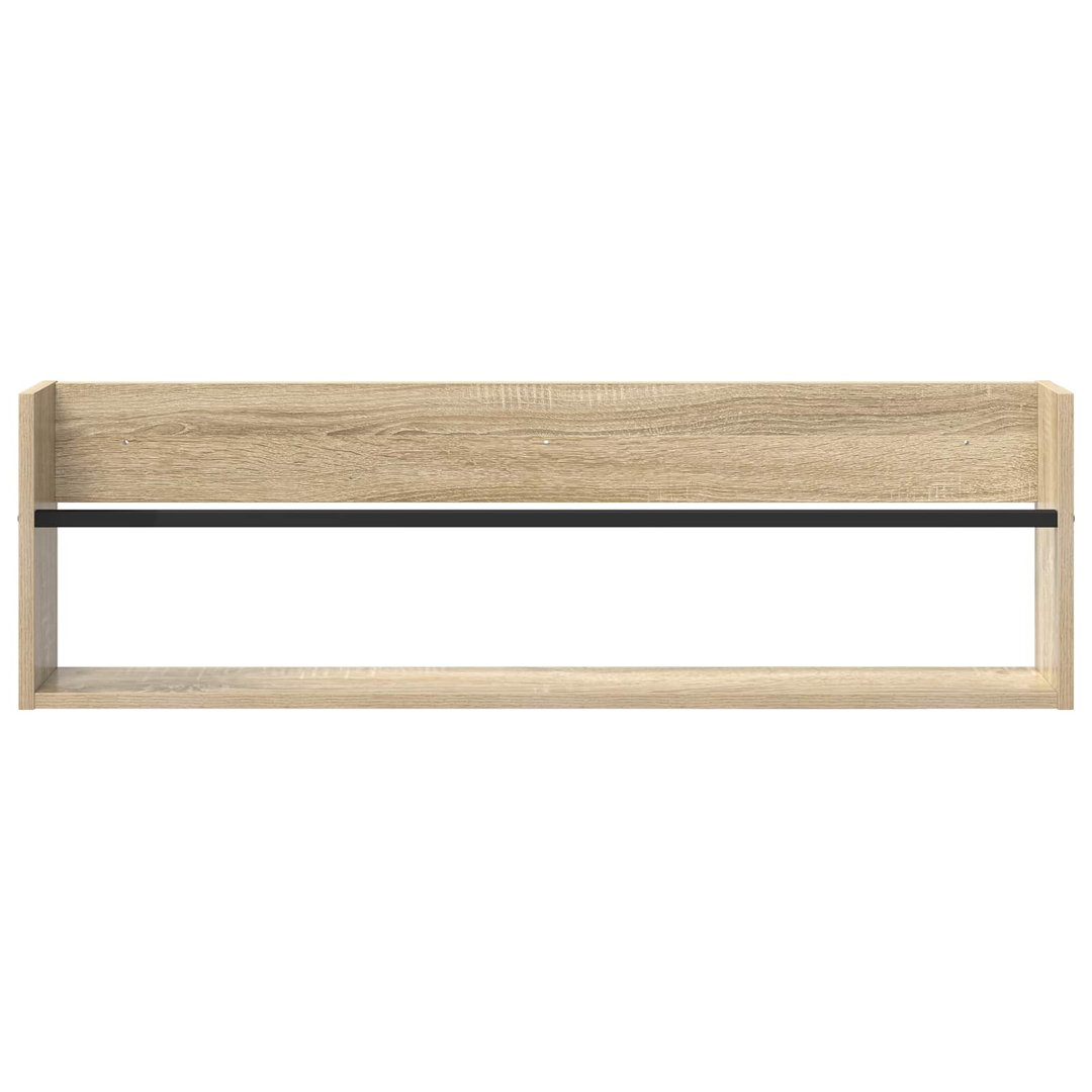 Magazine Rack With Shelf Wall-Mounted Engineered Wood Modern System