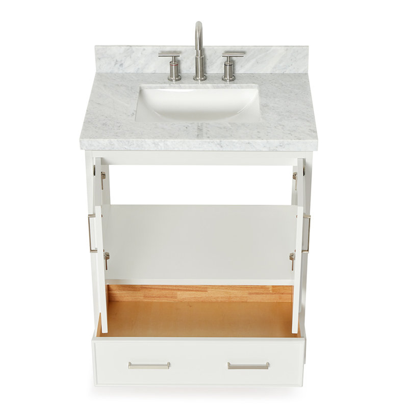 Meuble-lavabo simple avec plateau Abshire 31, Blanc